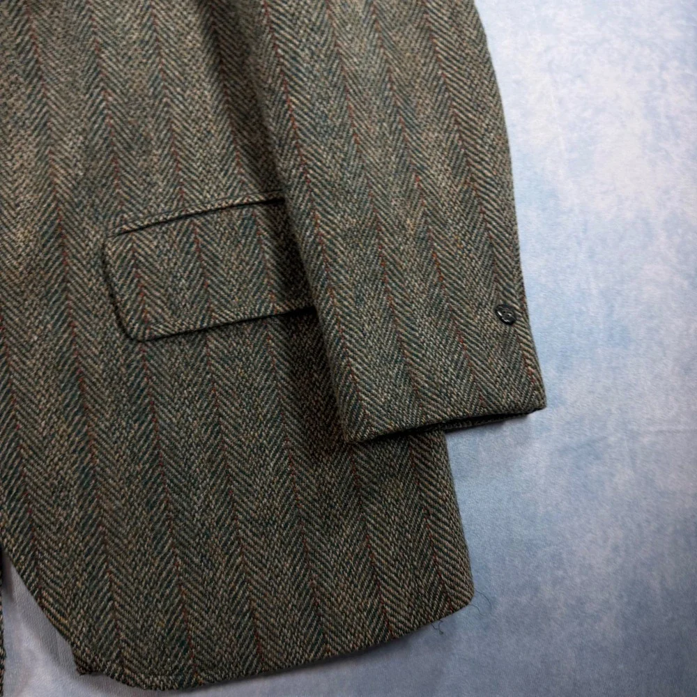 Palm Beach Harris Tweed Blazer Mens Brown Good Herringbone Wool Sport Coat